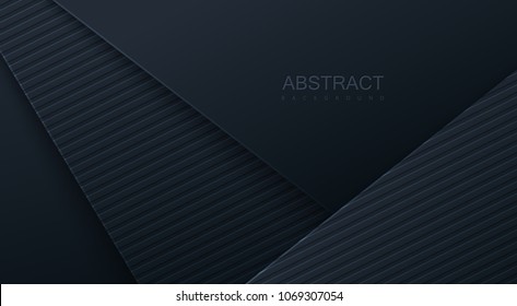 Abstract black background. Vector geometric illustration. Textured layered paper backdrop. Busines presentation layout. Brochure template design