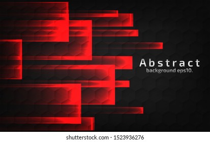 Abstract black background vector illustration, overlapping on technology design concept. Modern red geometric lines