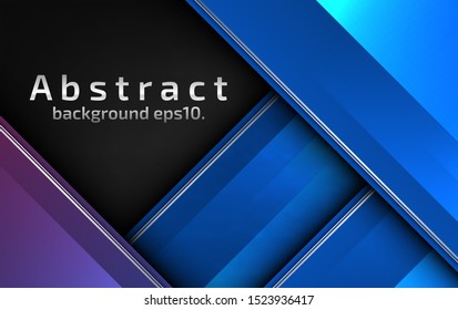 Abstract black background vector illustration overlapping on gray and blue purple modern geometric line design concept