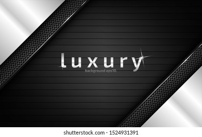 Abstract black background vector illustration overlapping on luxury geometric line design concepts Gray and white, glossy and modern glitter