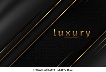 Abstract black background vector illustration with elegant, glittering gray and gold geometric lines design concept