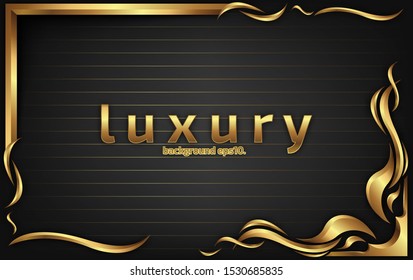 Abstract black background vector illustration with elegant, glittering gray and gold geometric lines design concept