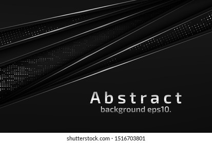 Abstract black background vector image overlapping on gray and white. Modern geometric design ideas