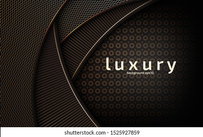 Abstract black background vector image Overlap with geometric line design ideas Luxurious, golden, glittering and modern