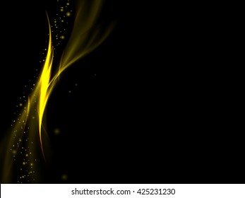 Abstract black background with vertical gold lines like flames, vector illustration