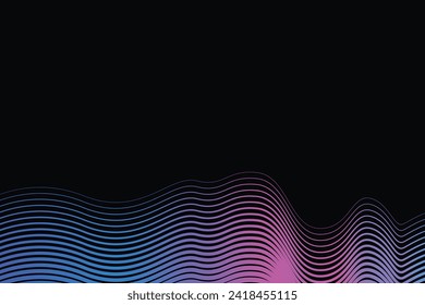 abstract black background with wave line pattern colorful