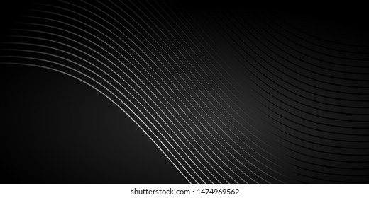 Abstract black background with wave lines