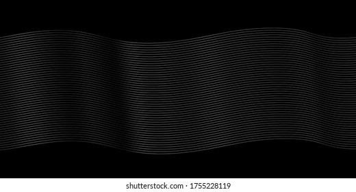 Resumen de fondo negro con líneas de onda, vector 