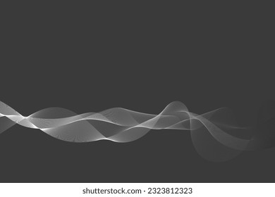 Resumen de fondo negro, líneas onduladas de flujo de color para el diseño del embalaje, sitio web, volante. Onda suave transparente, línea.