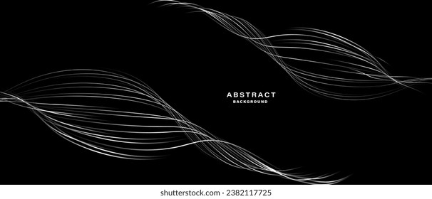 Abstract black background with wavy lines. Digital future technology concept. vector illustration.