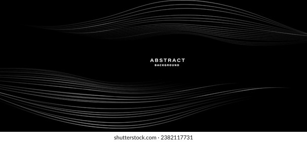 Abstract black background with wavy lines. Digital future technology concept. vector illustration.