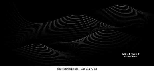 Abstract black background with wavy lines. Digital future technology concept. vector illustration.