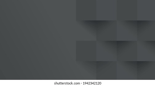 Abstract black background, web template, squares with shadow - Vector illustration