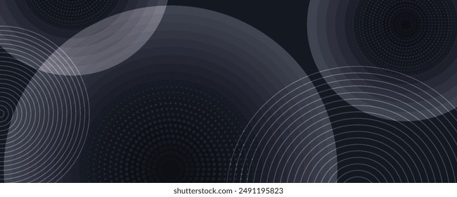 Abstract black background with white circle rings. Digital future technology concept. vector illustration.

