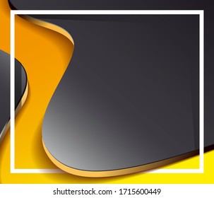 abstract black background with white frame and orange wave
