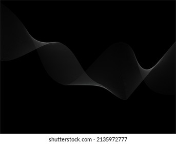 fondo negro abstracto con ola de línea blanca, se puede usar para venta de banner, papel tapiz, para, folleto, página de aterrizaje.
