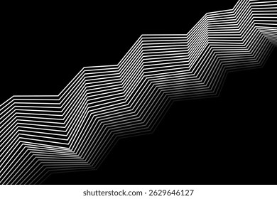 Abstract black background with white lines and straight shapes. Vector illustration of background.