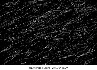 Copos de nieve cayendo aislados. Copos de nieve blancos sobre fondo negro. Textura del patrón de nieve. Telón de fondo de la tormenta de nieve. Fondo de superposición de nieve. Efecto hielo de invierno. Ilustración vectorial, EPS 10.