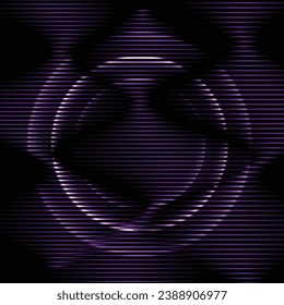 Abstract black background with white shine circle lines and bright wave