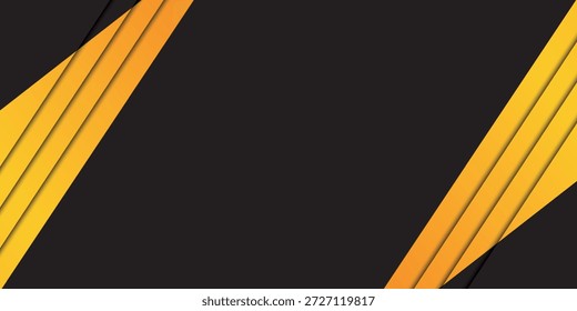 Fundo preto abstrato com acentos diagonais amarelas e composição geométrica moderna limpa