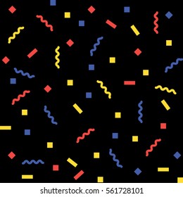 Abstract black background with zigzags. Vector seamless pattern with geometric figures. Hipster fill. Color image. Holiday composition. Multipurpose backdrop. Stocking up for the holidays,general plan