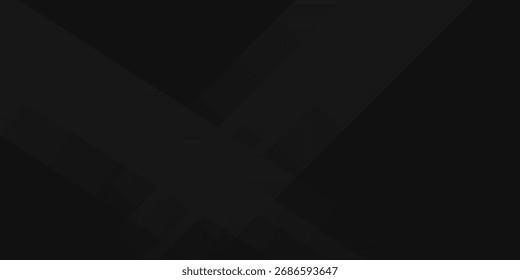Abstrakter schwarzer Banner-Designhintergrund mit diagonalen geometrischen Überlagerungsschichten. Modernes Grafikelement mit quadratischer Form. Geeignet für Cover, Header, Banner, Broschüren, Websites. Vektorgrafik