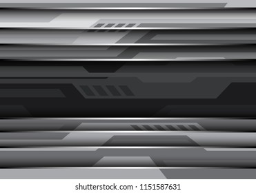 Abstract black banner on gray metal futuristic style technology design modern background vector illustration.