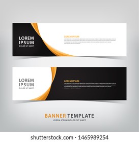 abstract black banner with orange waves