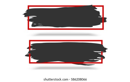 Abstract black banner with a red border and shadow on white background. Template, template for your design, discounts, creative proposals. Vector illustration.