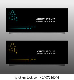Abstract black banner technology concept design. Glossy gold and blue color