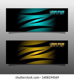 Abstract black banner technology concept design. Glossy gold and blue color