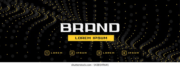 abstract black banner with yellow particles