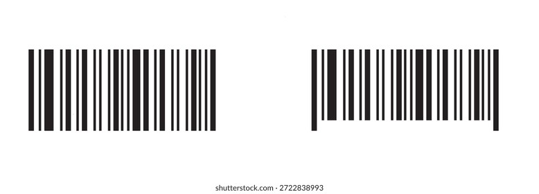 Icono de patrón de código de barras negro Abstractas. Ilustración de código de barras minimalista que muestra líneas negras de Vertical sobre fondo blanco, que simbolizan la venta al por menor, el escaneo, el Precios y la Identificación digital del producto.