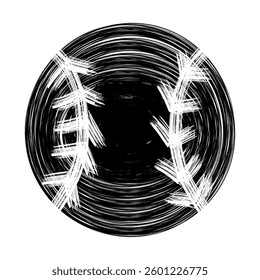  Abstract black baseball hand drawn with brush strokes