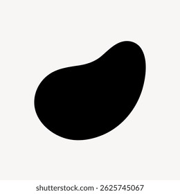 Abstract black bean shape on a white background. The bean shape is simple and bold. Minimalist bean design with a smooth, organic outline. Doodle shape vector.