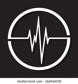 Abstract black beats cardiogram illustration. vector. white