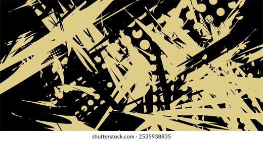 Abstrato gráfico preto e bege com formas geométricas.
