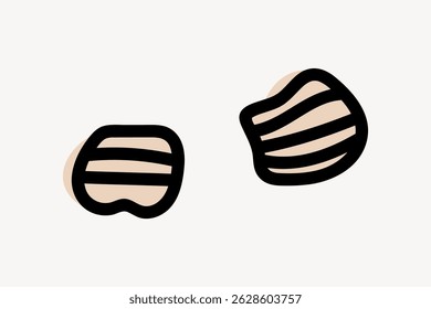 Abstract black and beige shapes with bold lines on a white background. Geometric and minimalist design featuring abstract forms and bold lines. Cute doodle vector.