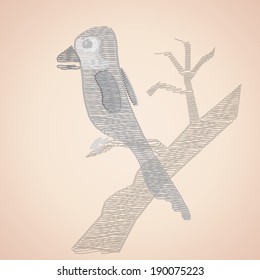 Abstract  black bird on tree. Vector EPS 10.