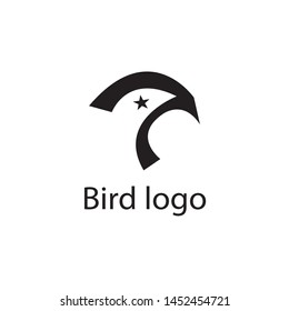 Abstract Black bird with star eye logo.