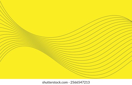 abstract black blend wave line pattern on yellow suitable for background.