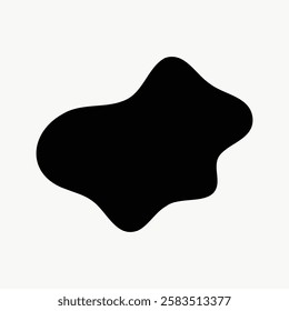 Abstract black blob on a white background. Organic shape, fluid and irregular. Minimalist design with a black blob, simple and modern. Artistic black blob illustration. Funky black shape vector.