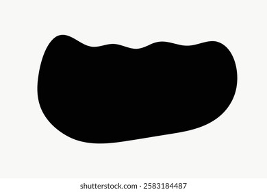 Abstract black blob shape on a white background. Organic blob design with smooth curves. Simple blob art, ideal for minimalist decor or abstract projects. Funky black shape vector.