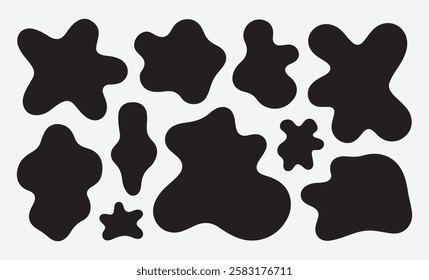 Abstract Black Blobs Shapes. Organic Blob Shape Collection. Modern Abstract Blob Silhouettes.