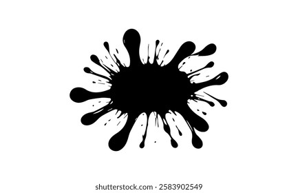 Abstract black blot, made with broad brushstrokes. Bright, juicy colors create a dynamic effect on a white background, adding artistic accent and energy