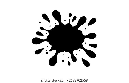 Abstract black blot, made with broad brushstrokes. Bright, juicy colors create a dynamic effect on a white background, adding artistic accent and energy