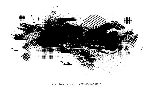 Abstractas objeto negro blot. Marco de grunge. dibujo a mano. No la IA. Ilustración vectorial.
