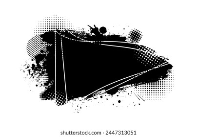 Abstract black blot object. Grunge frame. hand drawing. Not AI. Vector illustration.