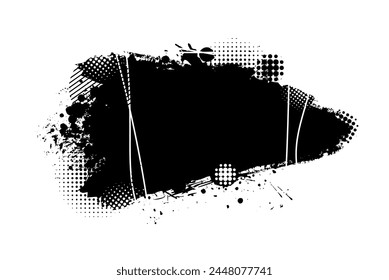 Abstractas objeto negro blot. Marco de grunge. dibujo a mano. No la IA. Ilustración vectorial.