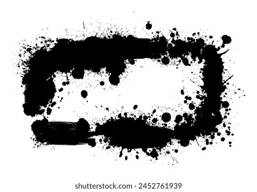Abstract black blot object. Grunge frame. hand drawing. Not AI. Vector illustration.